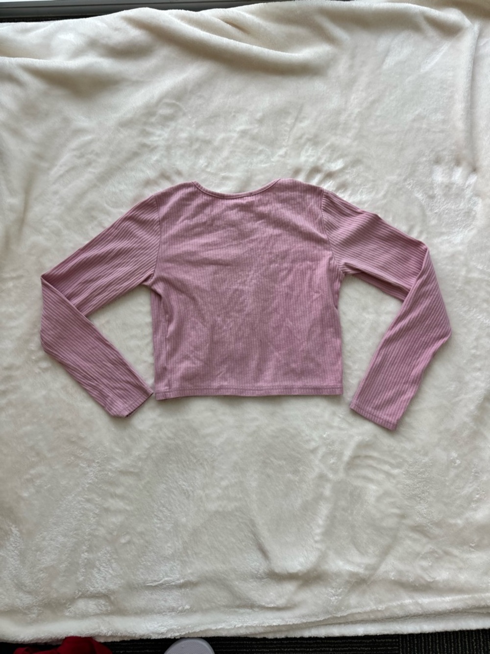 Cropped Ribbed Button-Up Lilac Cardigan - Picture 2 of 2